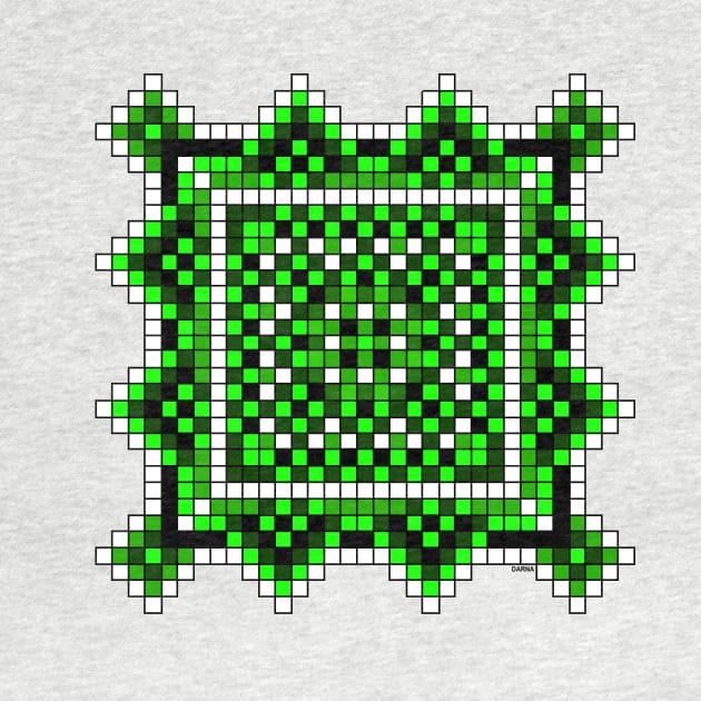 small green pocket size pixelated mandala by DARNA